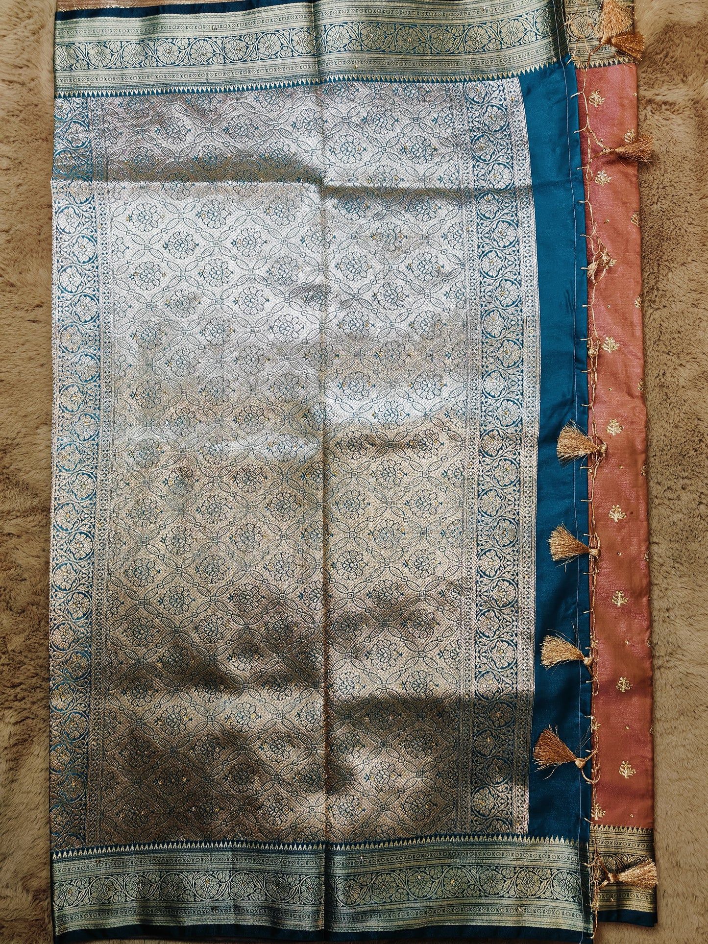 Varsha-Blossom Pink Colour Satin Silk Gauti Zari Embroidery Banarasi Saree