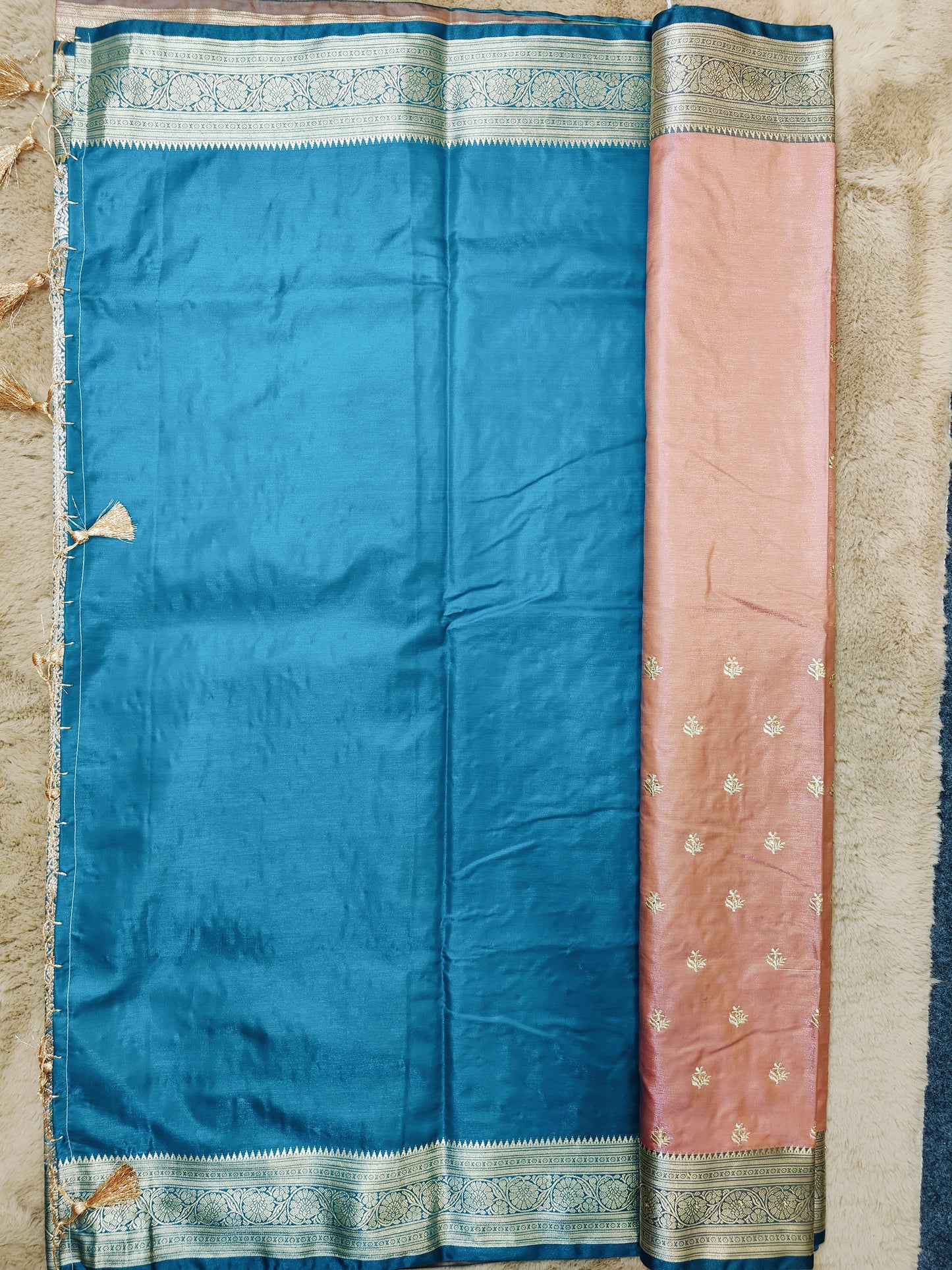 Varsha-Blossom Pink Colour Satin Silk Gauti Zari Embroidery Banarasi Saree