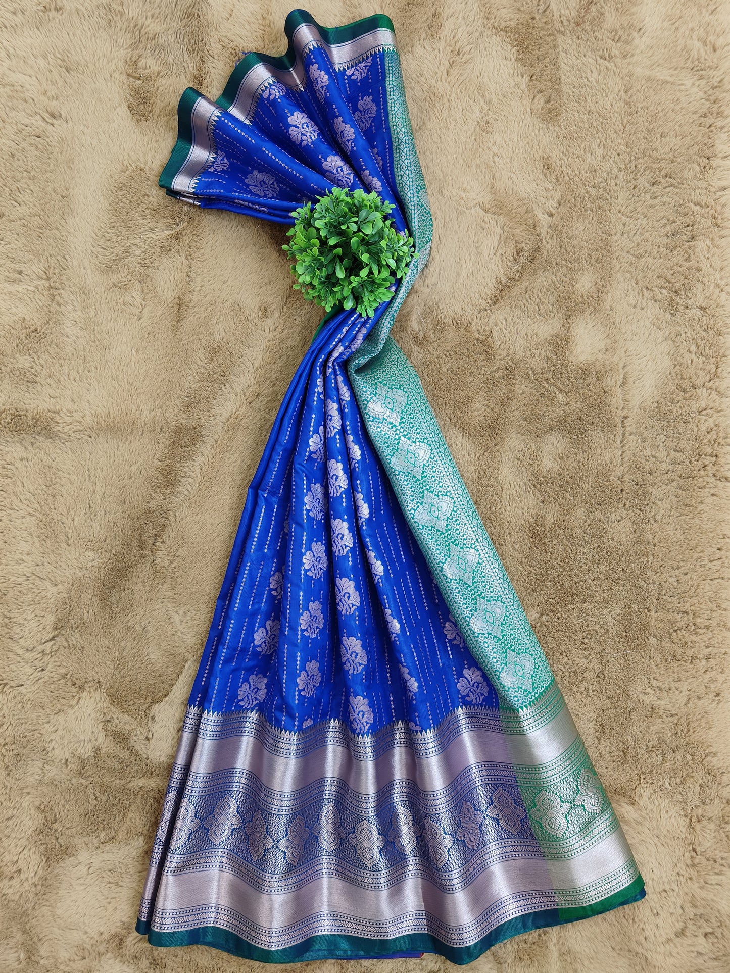 Kalanjali-Persian Blue Colour Chiniya Silk Banarasi Saree