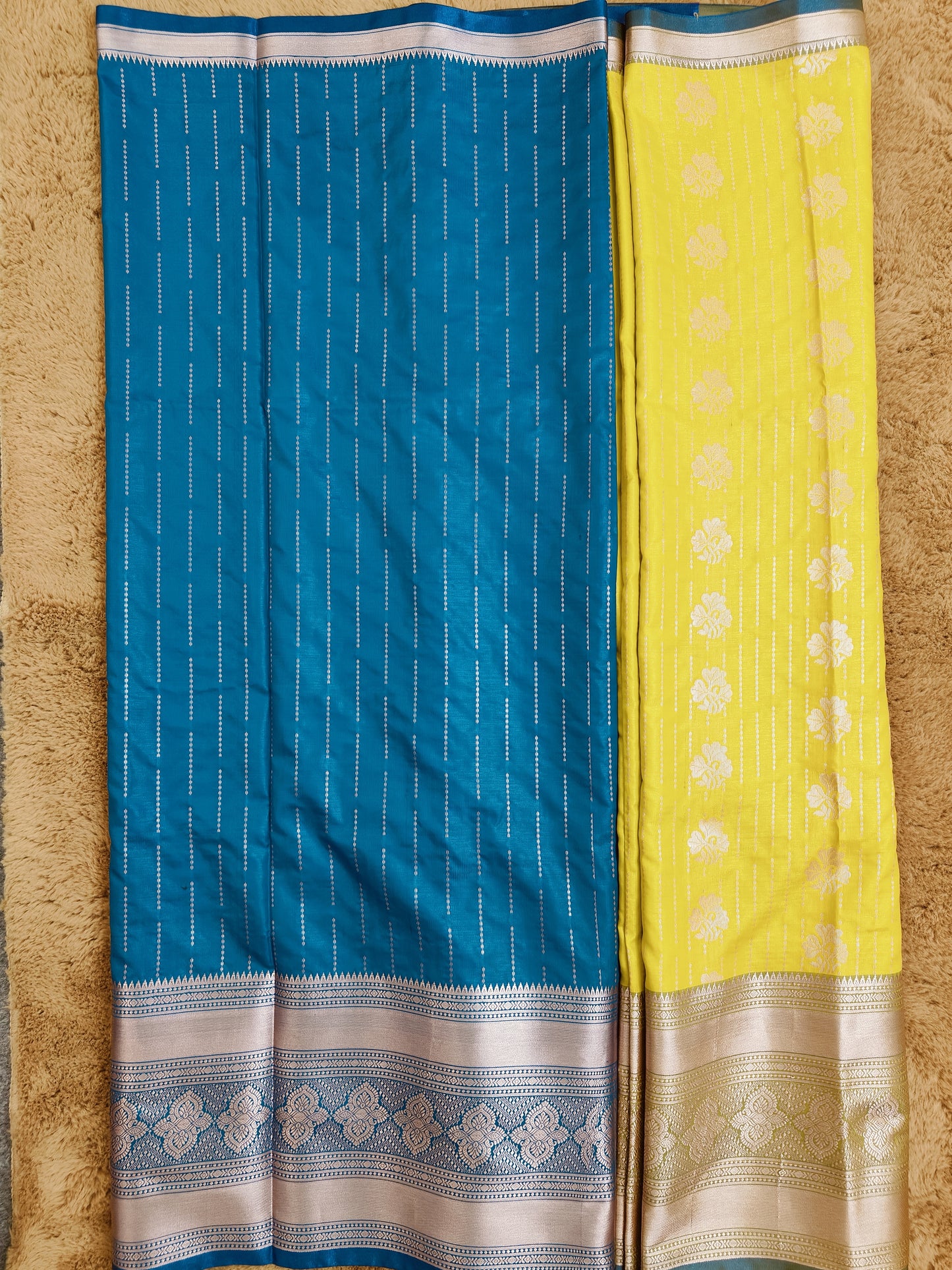 Kalanjali-Yellow Colour Chiniya Silk Banarasi Saree 4
