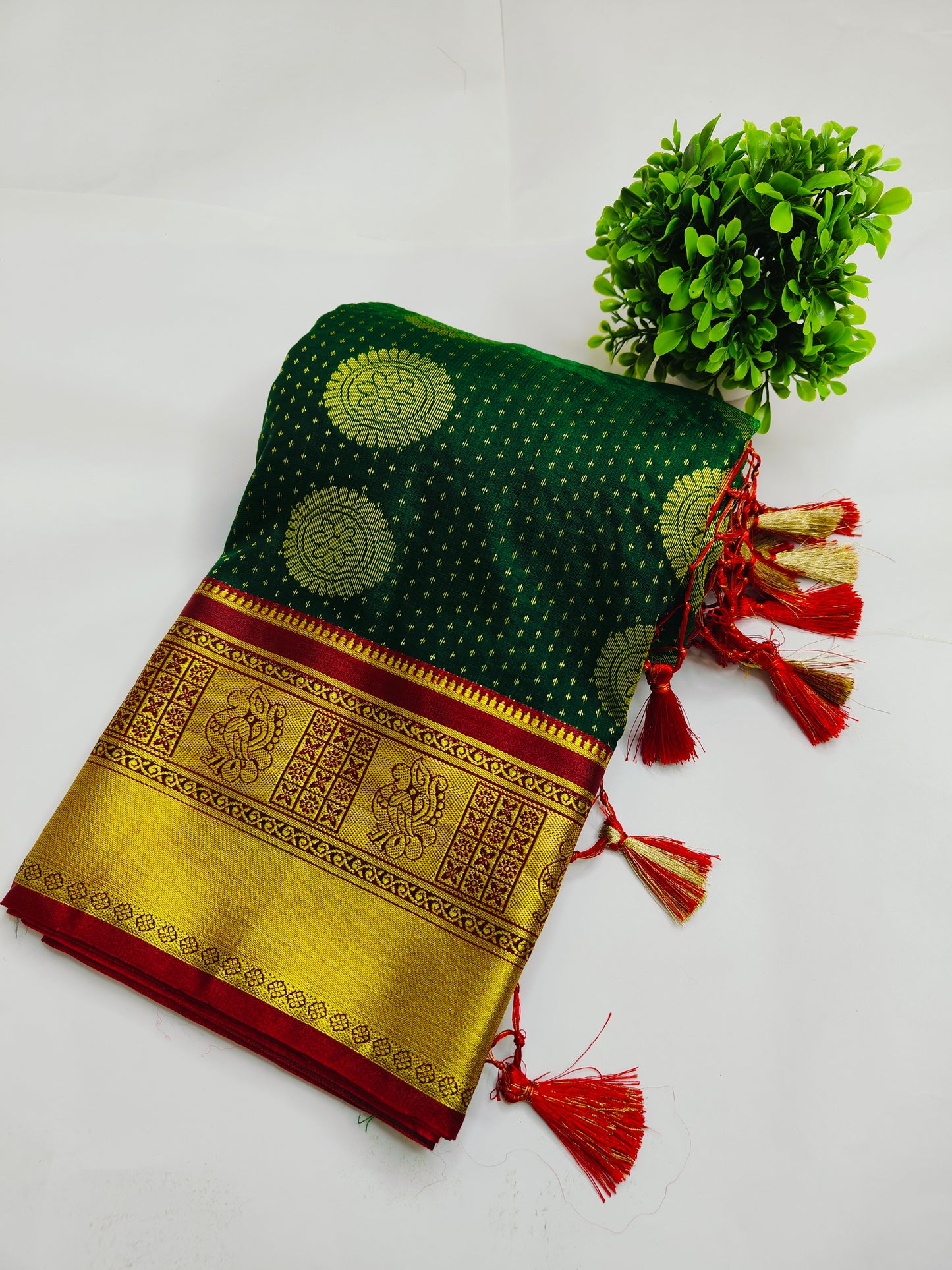 Mayuri - Bottle Green Kanjivaram Silk Banarasi Saree