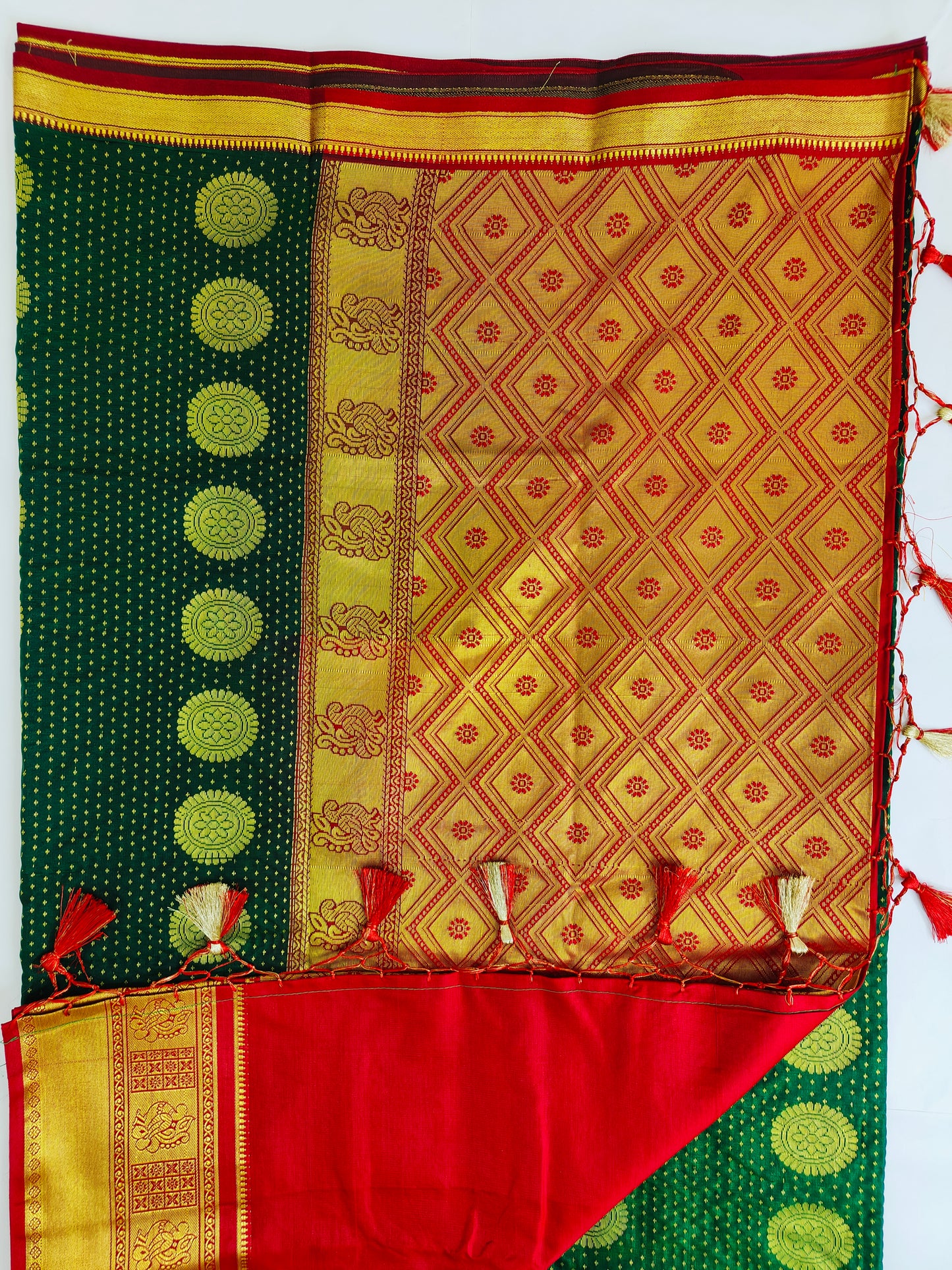 Mayuri - Bottle Green Kanjivaram Silk Banarasi Saree