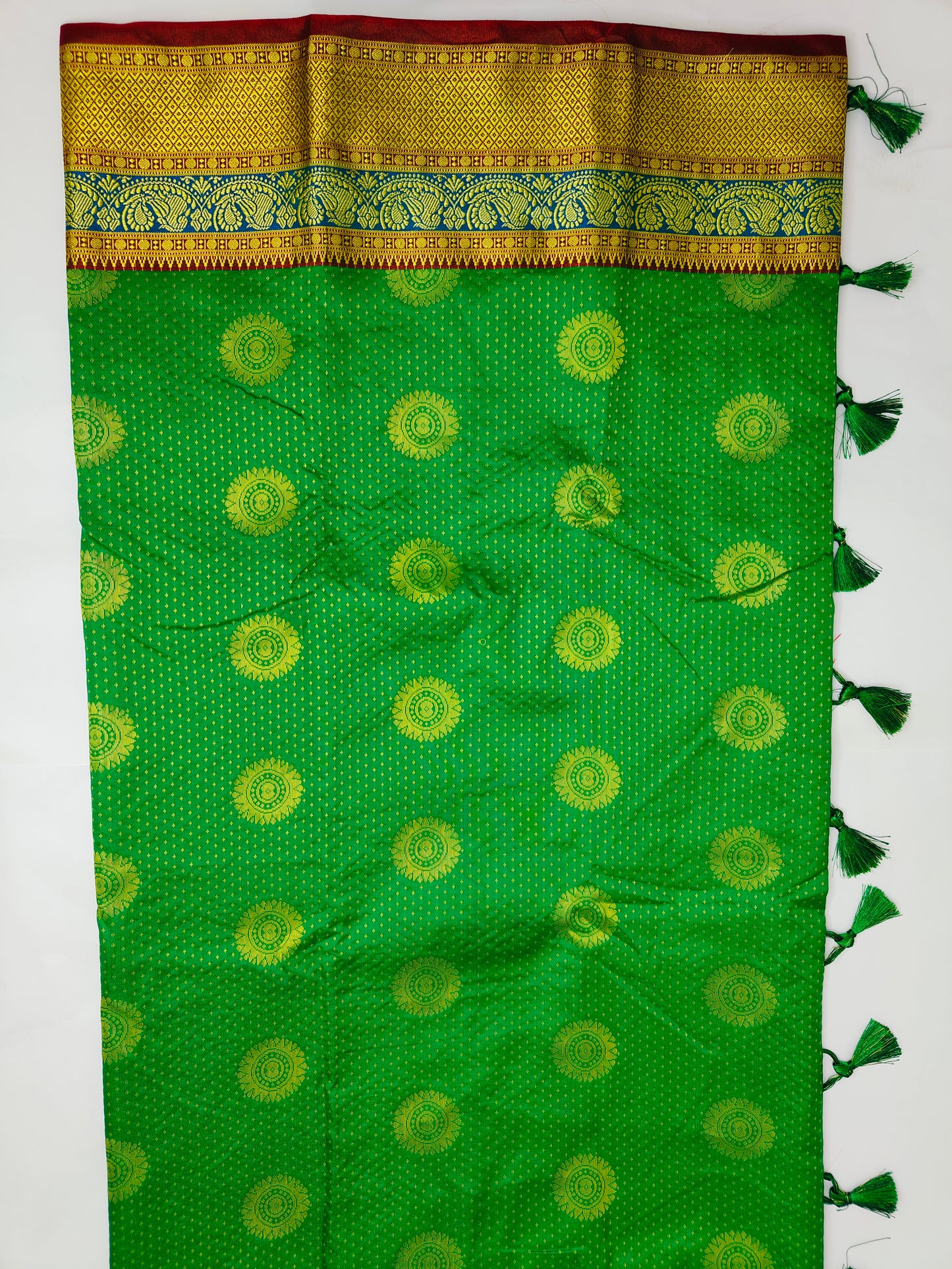 Mayuri - Parrot Green Kanjivaram Silk Banarasi Saree