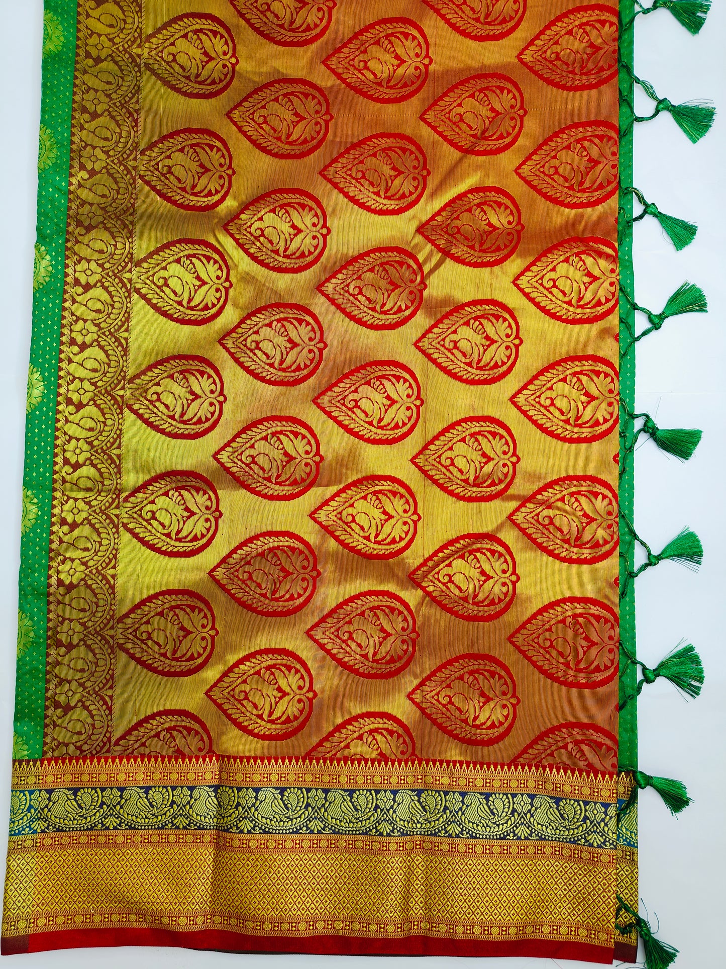 Mayuri - Parrot Green Kanjivaram Silk Banarasi Saree