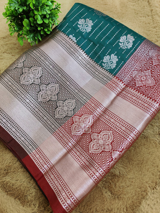 Kalanjali-Dark Green Colour Chiniya Silk Banarasi Saree