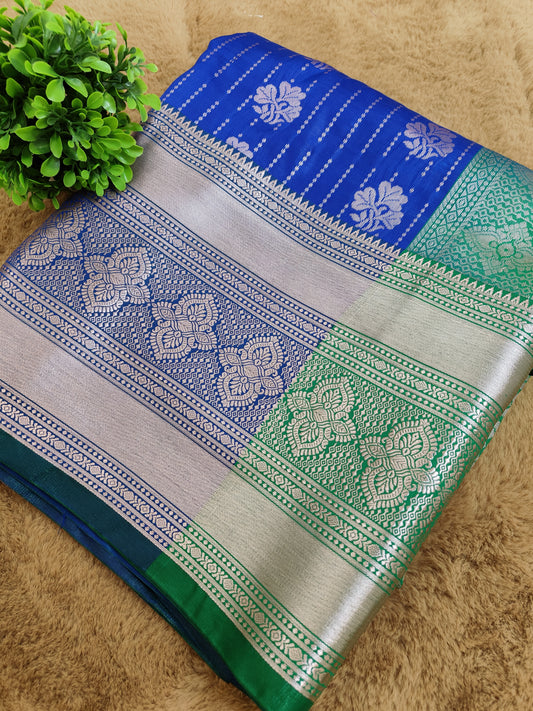 Kalanjali-Persian Blue Colour Chiniya Silk Banarasi Saree