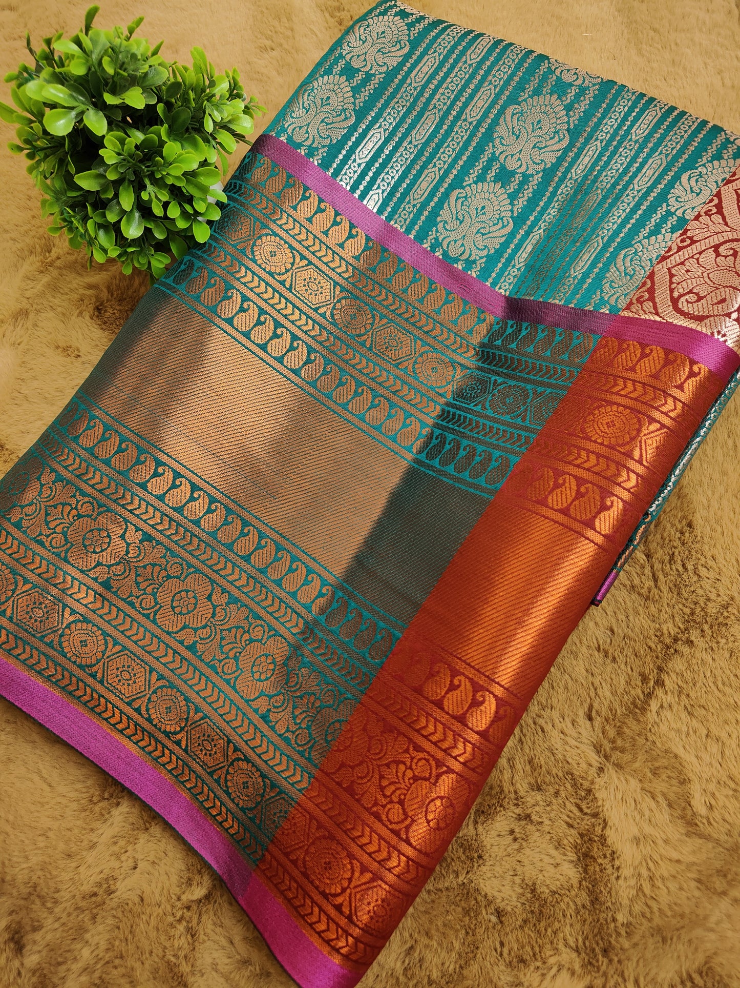 Kalanjali Ambose-Aqua Blue Colour Chiniya Silk Banarasi Saree