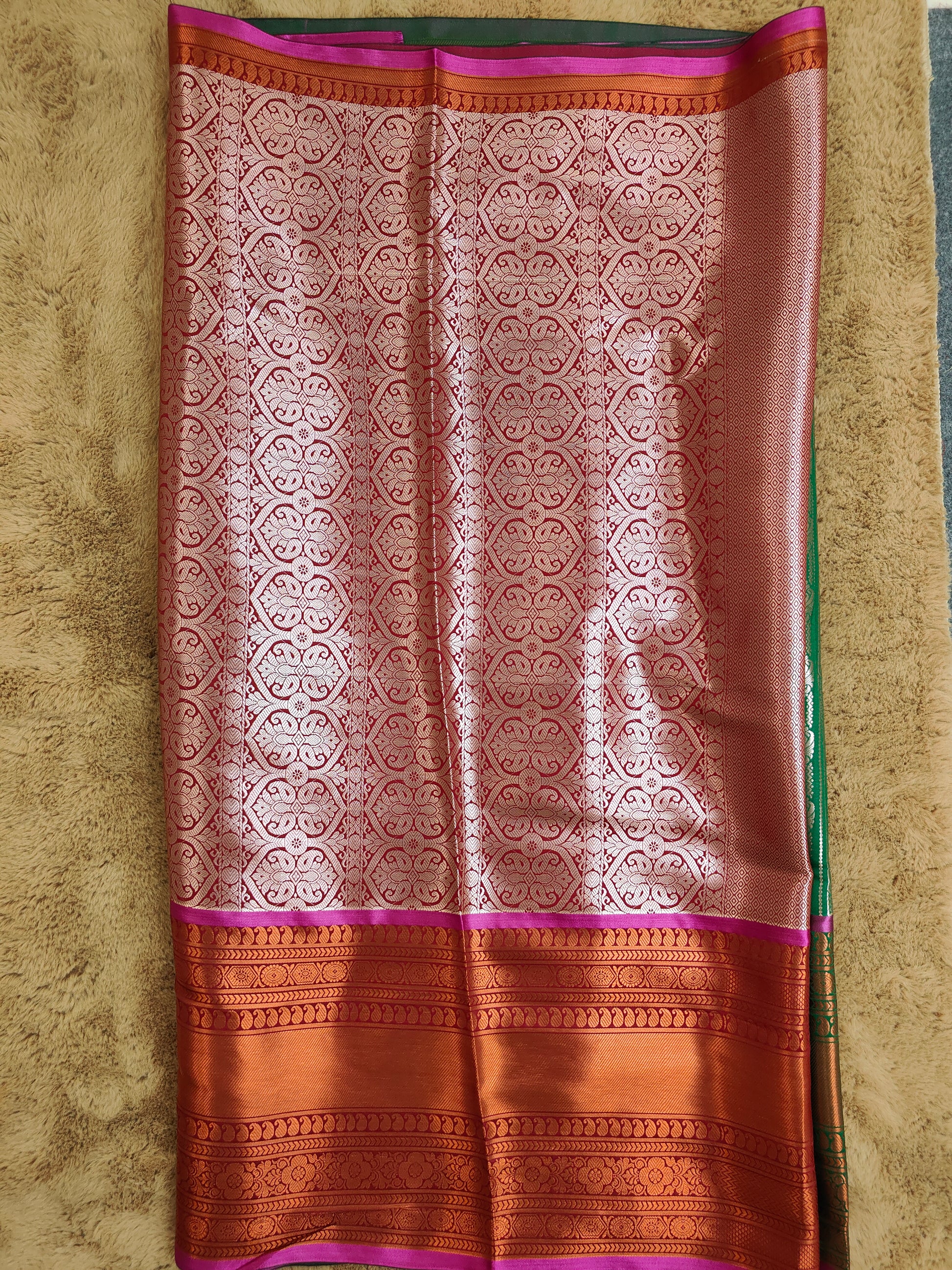Kalanjali Ambose Bottle Green Colour Banarasi Saree 4