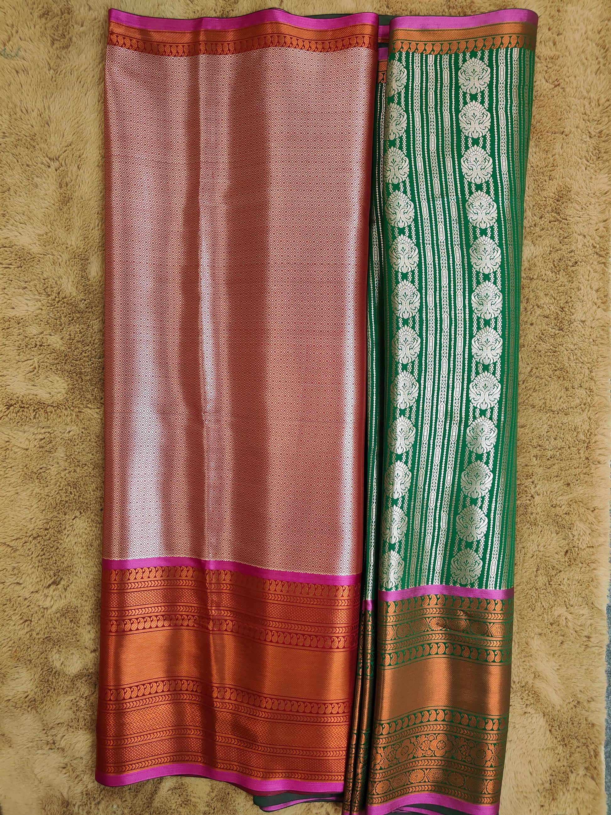 Kalanjali Ambose Bottle Green Colour Banarasi Saree 5