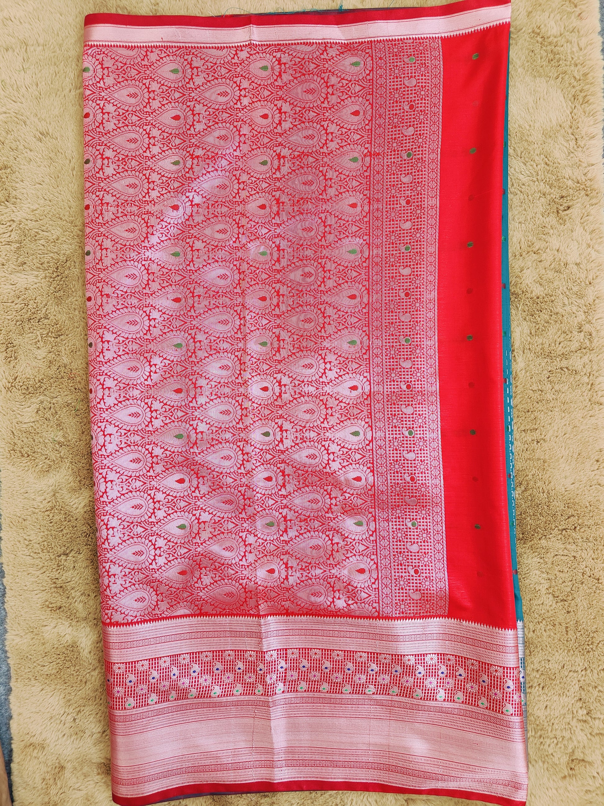 Kalanjali Meena-Deep Sea Green Colour Chiniya Silk Banarasi Saree Pallu