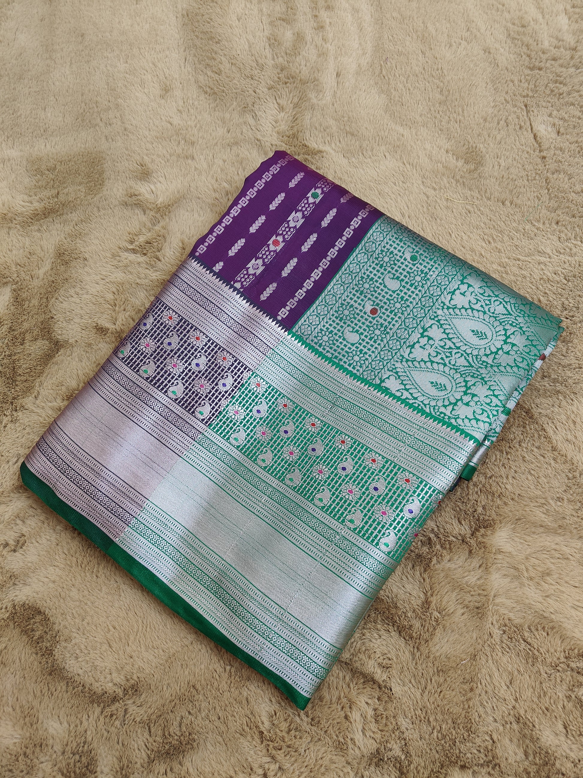Kalanjali Meena-Grape Purple Colour Chiniya Silk Banarasi Saree 1