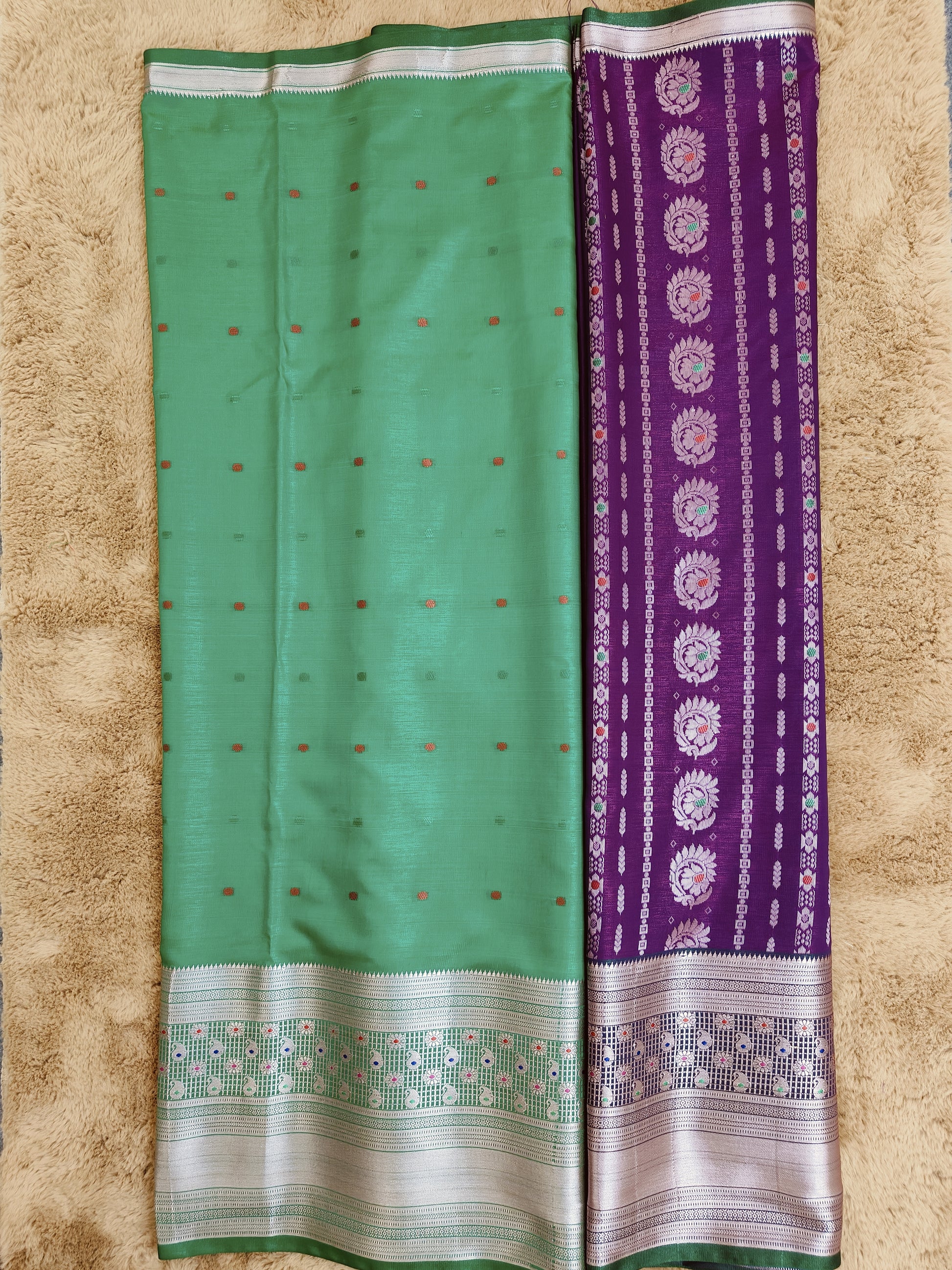 Kalanjali Meena-Grape Purple Colour Chiniya Silk Banarasi Saree Blouse