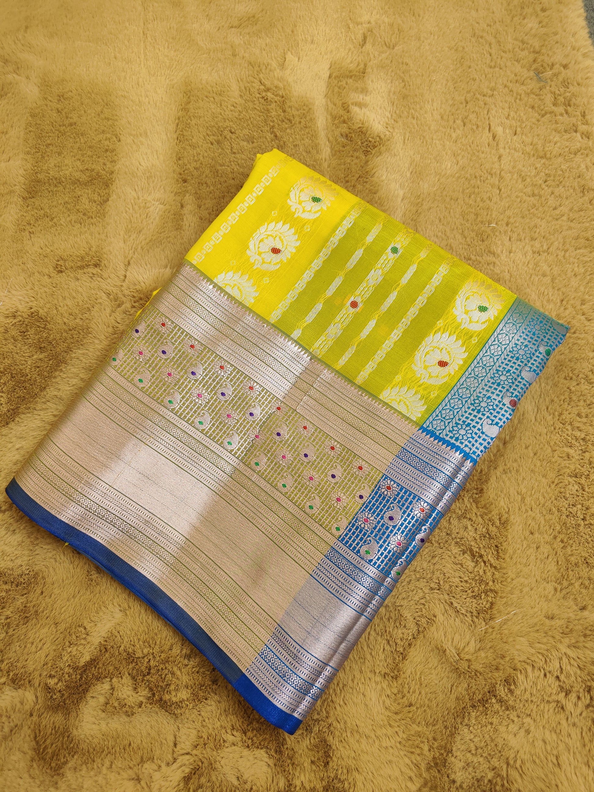 Kalanjali Meena-Yellow Colour Chiniya Silk Banarasi Saree 1