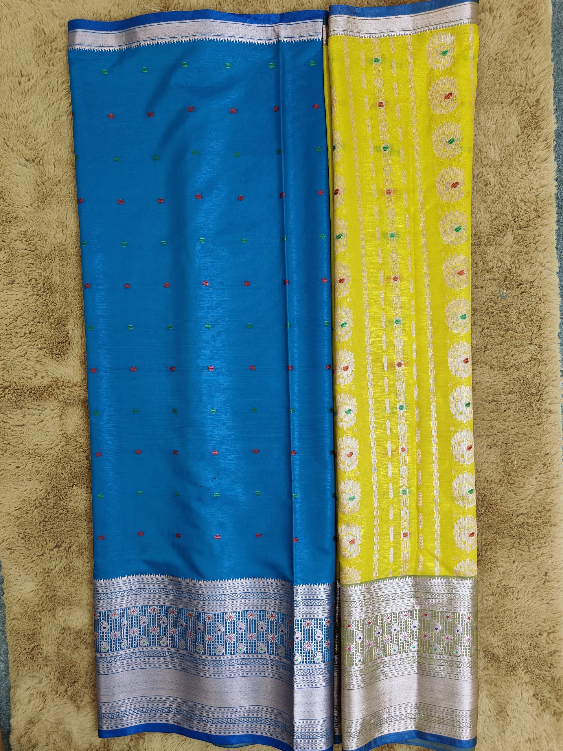 Kalanjali Meena-Yellow Colour Chiniya Silk Banarasi Saree Blouse 