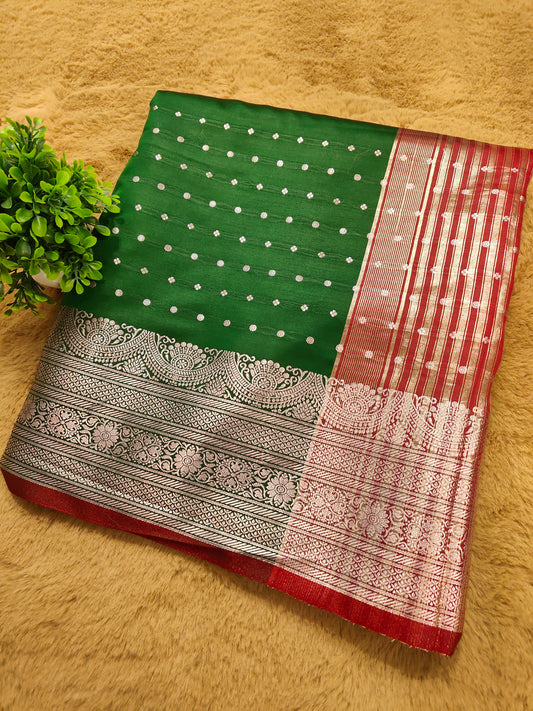 Naman Booti-Green Colour Soft Silk Banarasi Saree