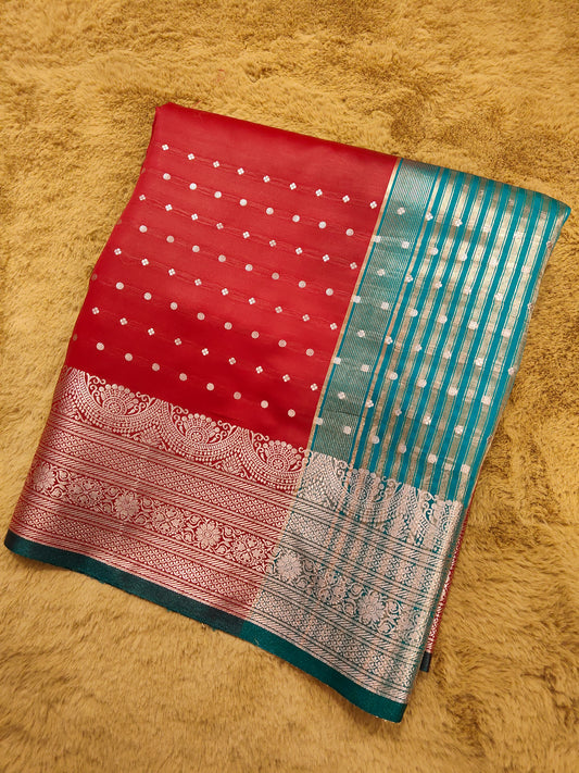 Naman Booti-Red Colour Soft Silk Banarasi Saree 1