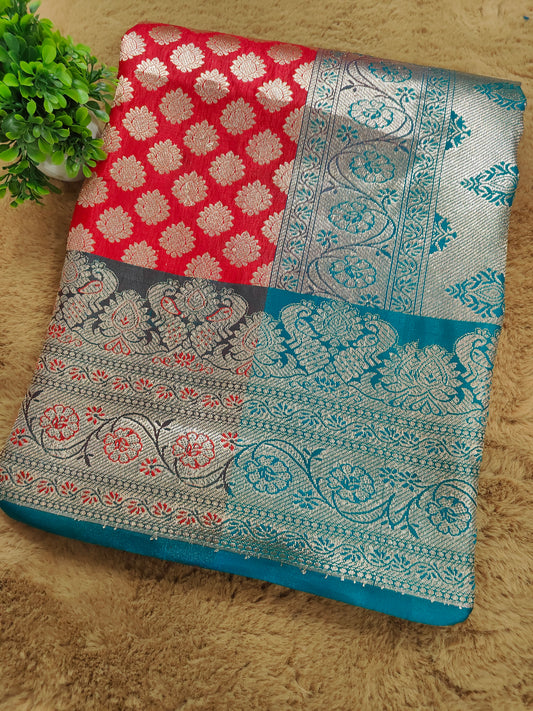 Sonam-Bridal Red Katan Silk Full Gauti Zari Banarasi Saree